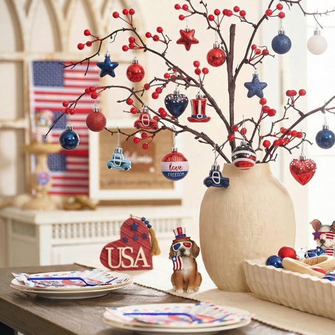 Valery Madelyn patriotic car ornament enhances 4th of July tree styling