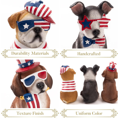 Valery Madelyn dog figurine with stars and stripes complements seasonal displays.