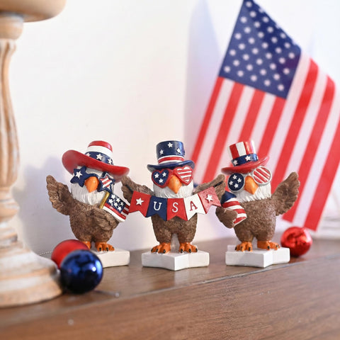Valery Madelyn patriotic eagle figurine with star-spangled hat for mantel decor