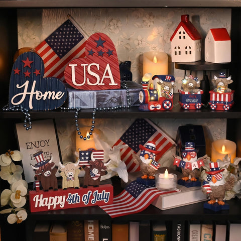 Valery Madelyn patriotic LED train display provides cozy lighting