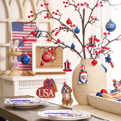 Valery Madelyn heart ornament in red, white, and blue for Memorial Day decor