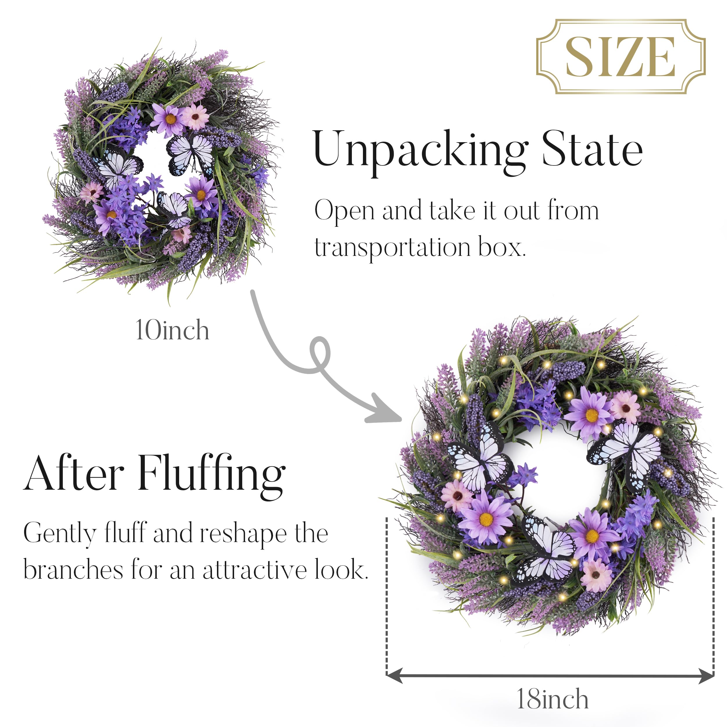Valery Madelyn lavender wreath coordinating with Christmas decor and garlands