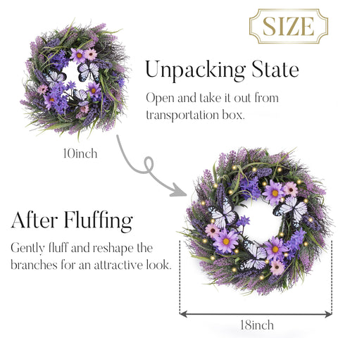 Valery Madelyn lavender wreath coordinating with Christmas decor and garlands