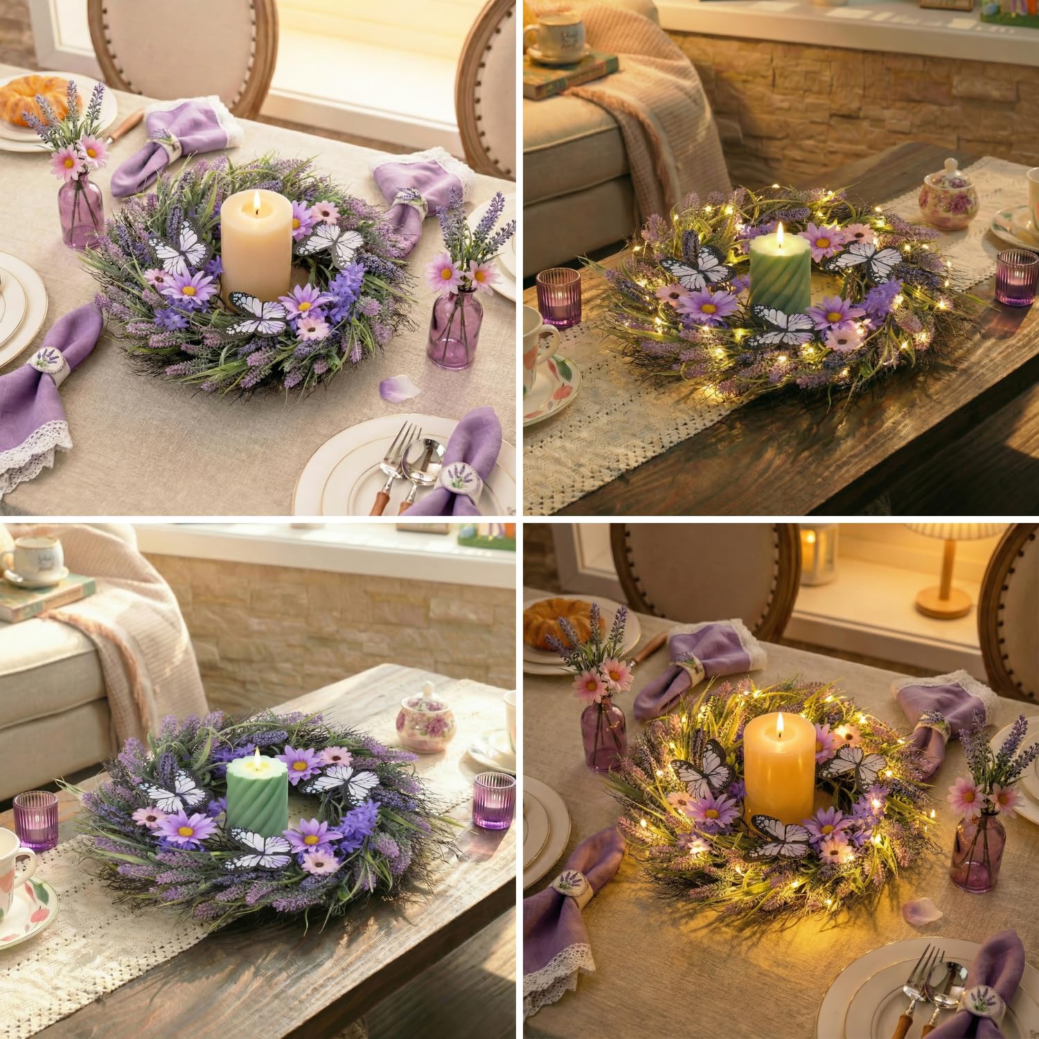 Valery Madelyn Spring Lavender Wreath indoors outdoors for durable display