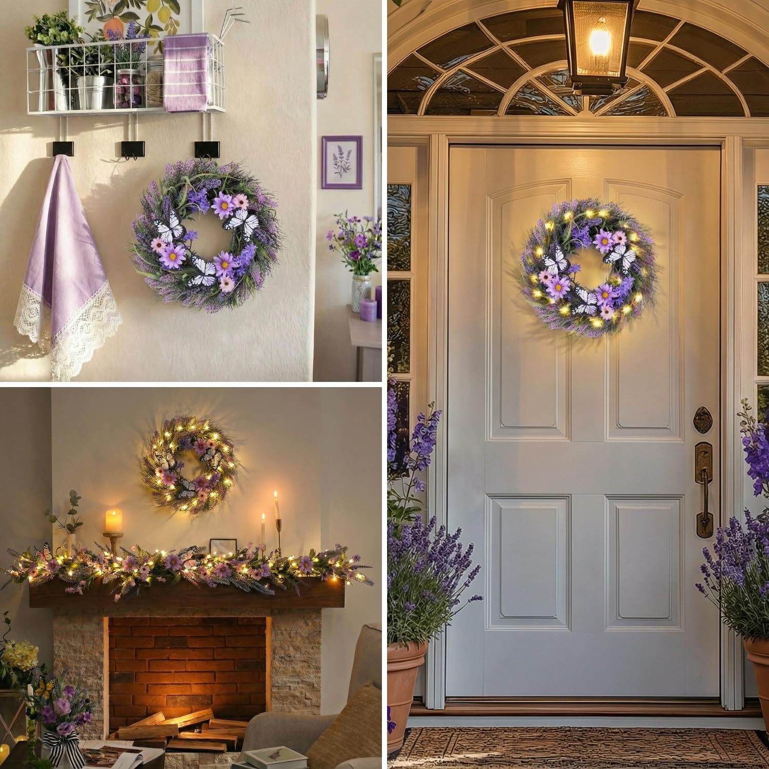 Valery Madelyn Spring Lavender Wreath as a table centerpiece for gatherings