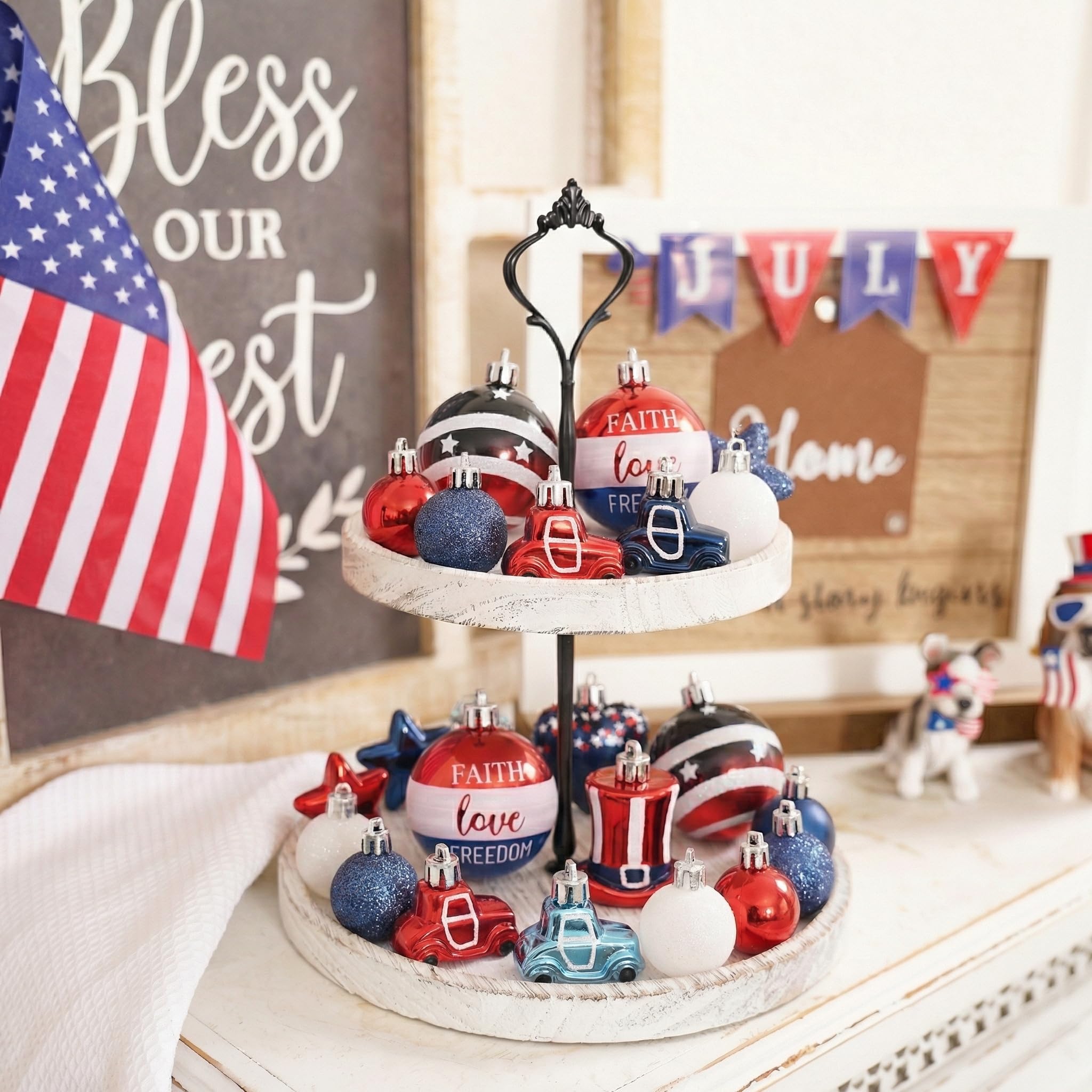 Valery Madelyn star ornament highlights bold red, white, and blue accents