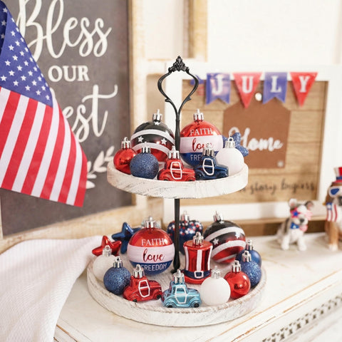 Valery Madelyn star ornament highlights bold red, white, and blue accents