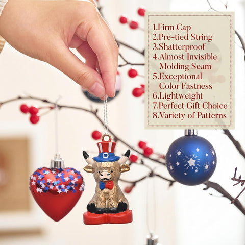 Valery Madelyn star-pattern ornament provides bright accents for red white blue decor.