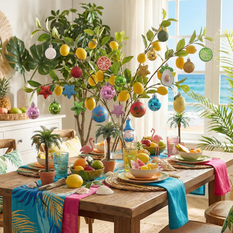 Valery Madelyn summer ornament palm tree adding tropical flair to decor.
