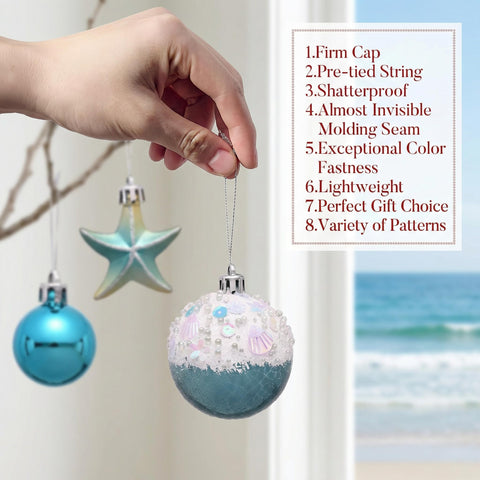 Valery Madelyn Summer Tree Ornaments turquoise finish adds nautical vibe to any scene.