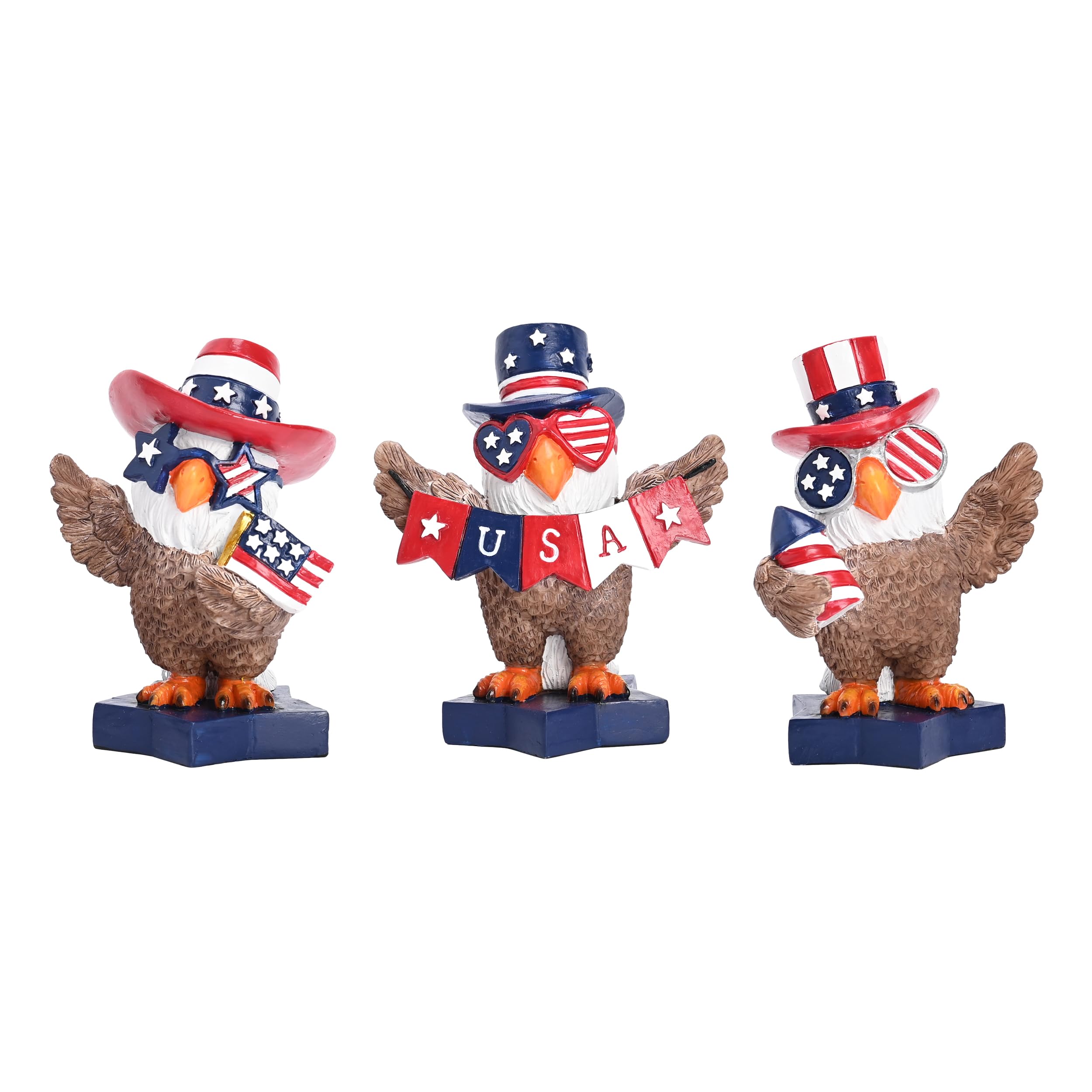 Valery Madelyn USA eagle statue with red, white, blue accents for patriotic display