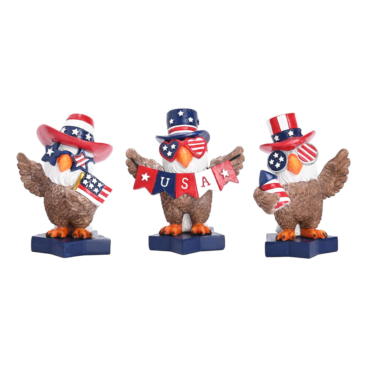 Valery Madelyn USA eagle statue with red, white, blue accents for patriotic display