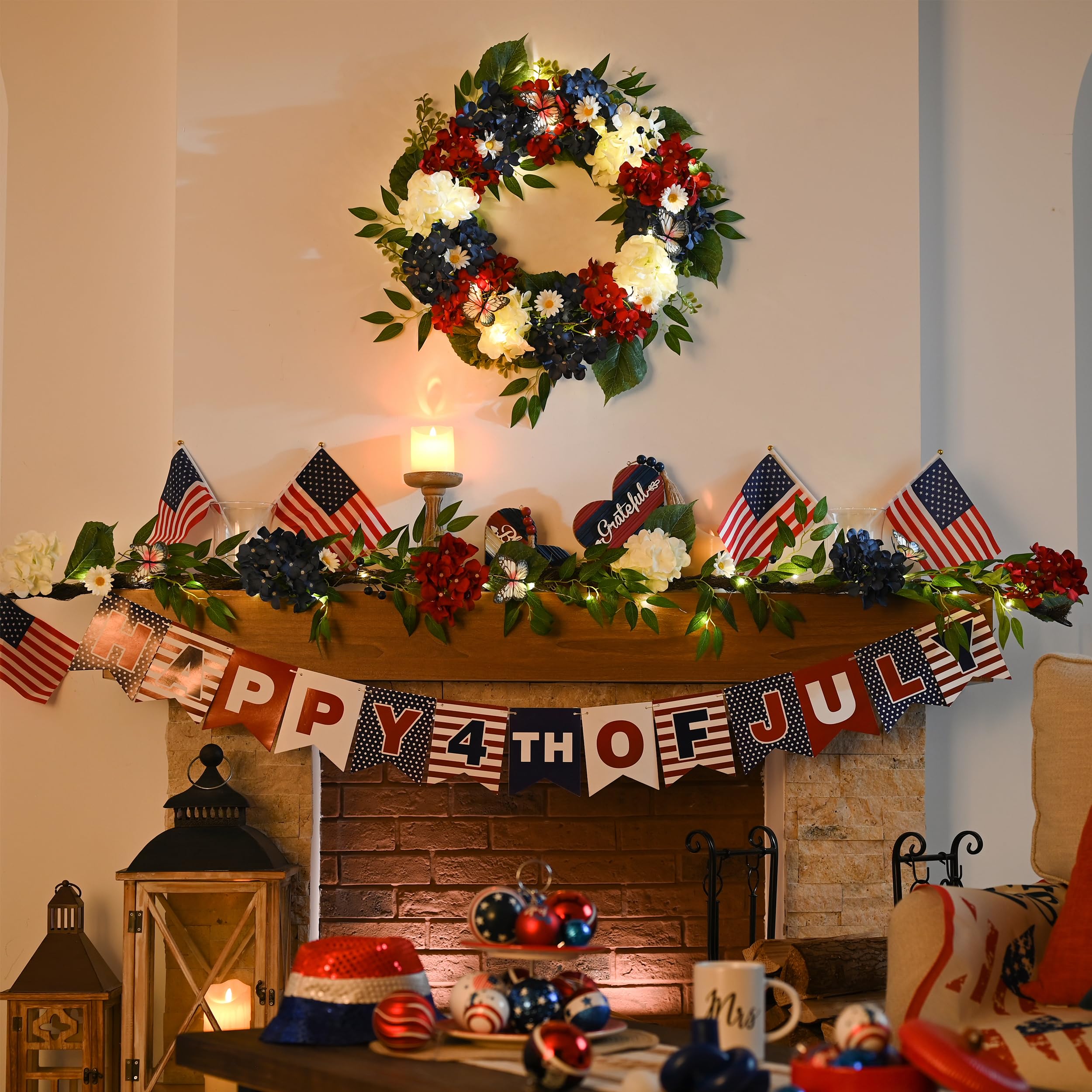 Valery Madelyn wreath highlights eucalyptus leaves and butterfly accents for elegant decor.