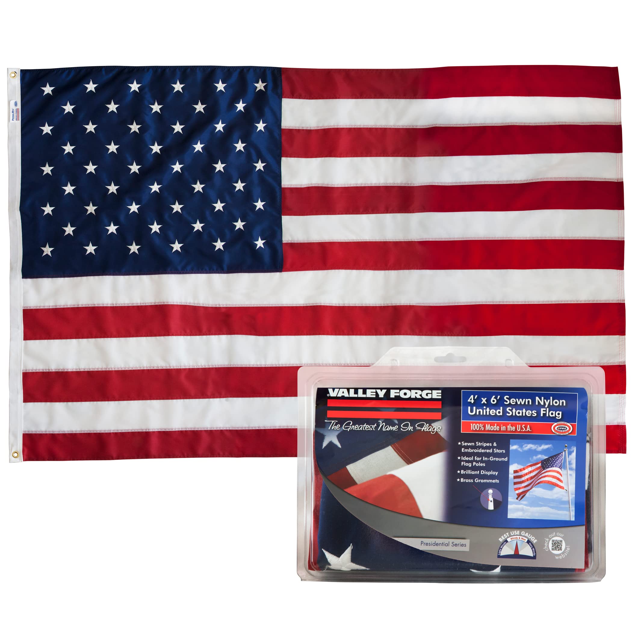 Valley Forge US4PN 4x6 flag front view ready to fly