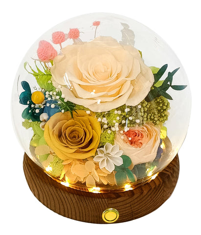 Valley of Rain & Forest champagne-yellow roses arrangement, lasting beauty for year-round display.