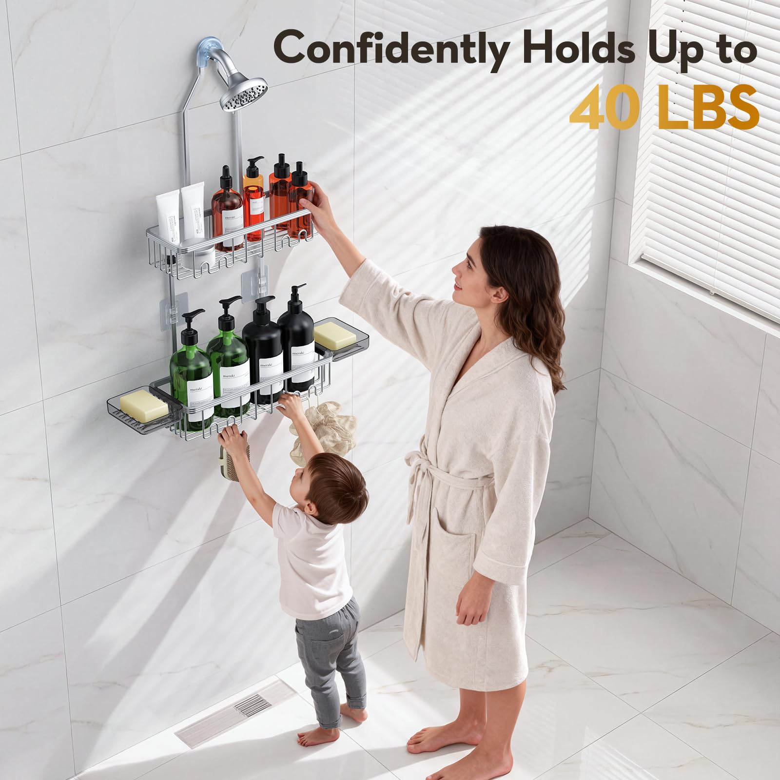 VALORDINE bright silver finish adds a modern bathroom touch.