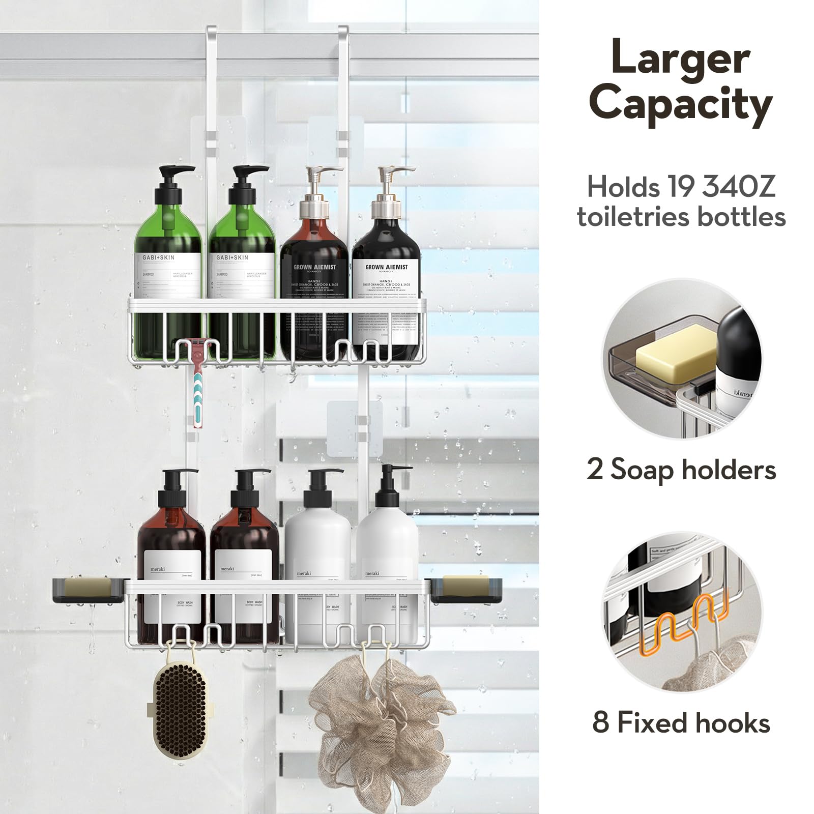 Valordine Double-Side Soap Holder provides two dishes for clean soap storage.