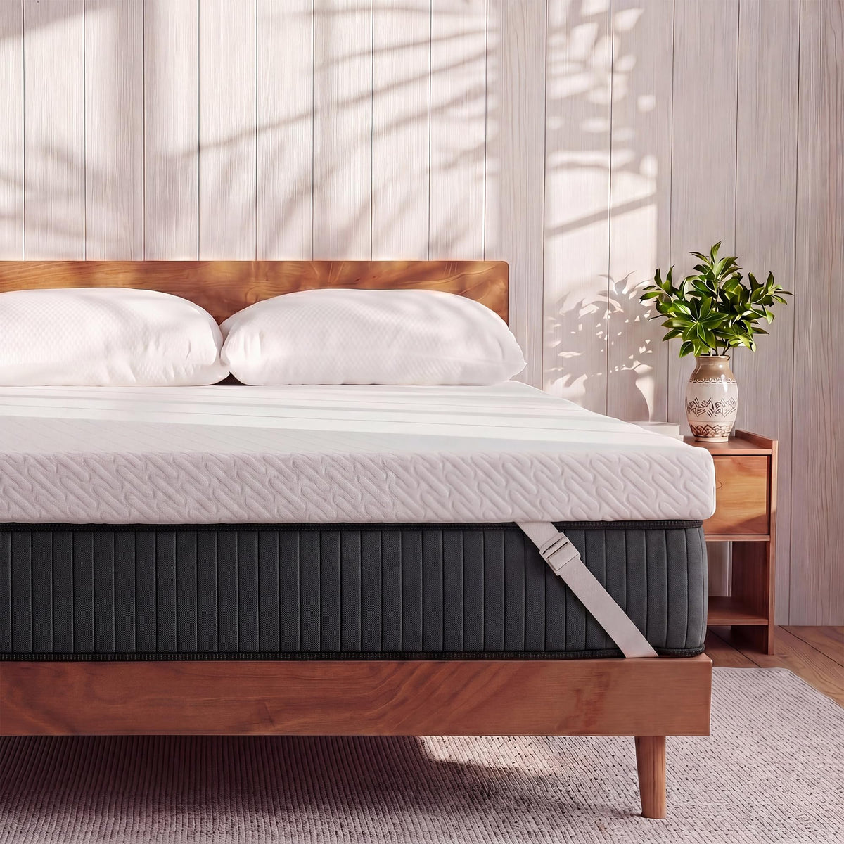 VALUXE gel memory foam topper close-up shows cooling comfort for night sweat relief
