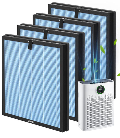 VALZONE HAP603 replacement filter 4-pack shown for ECOSELF purifiers, enhances overall air cleanliness.