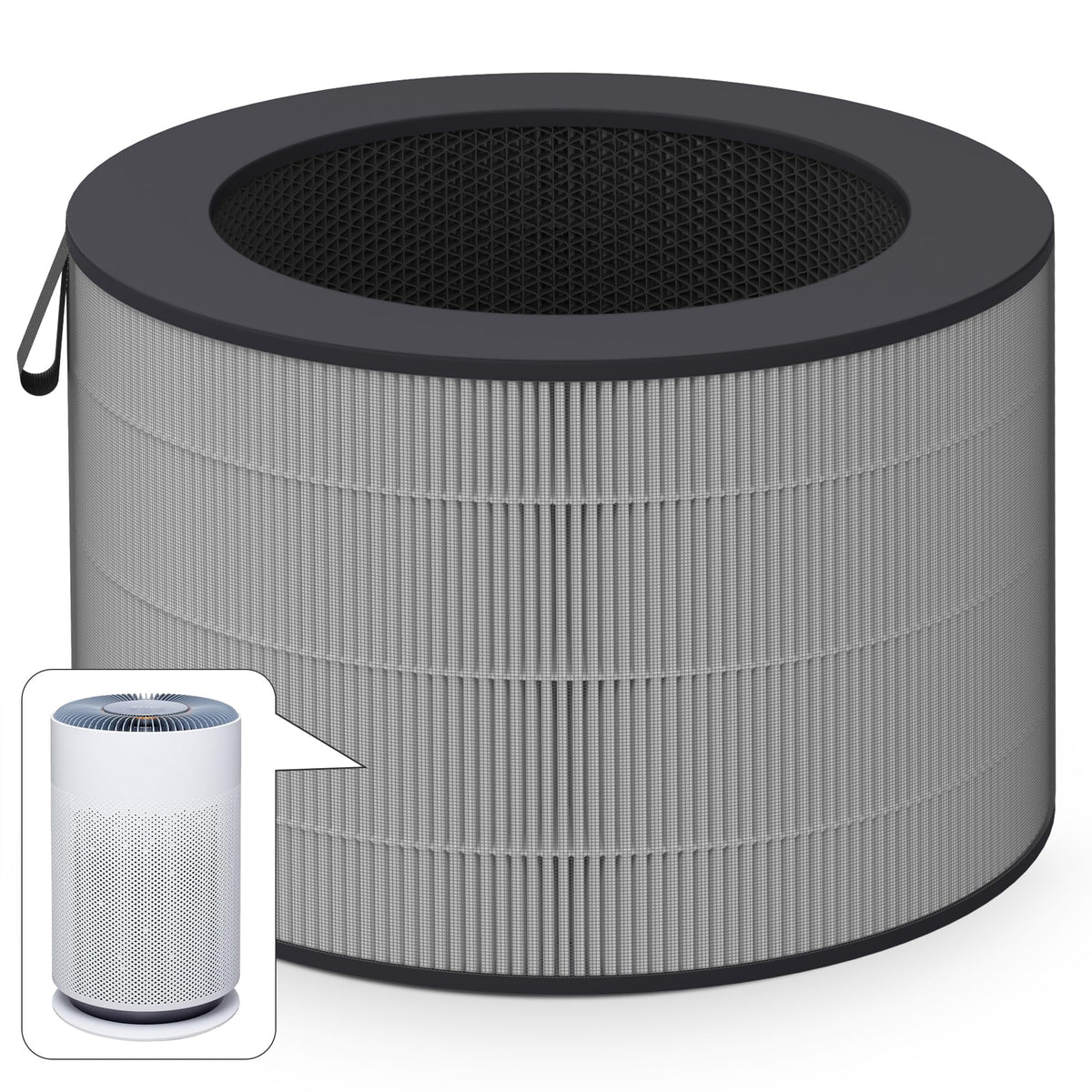 VALZONE Puricare 360 filter for LG AS601HBB0 front view showing precise compatibility