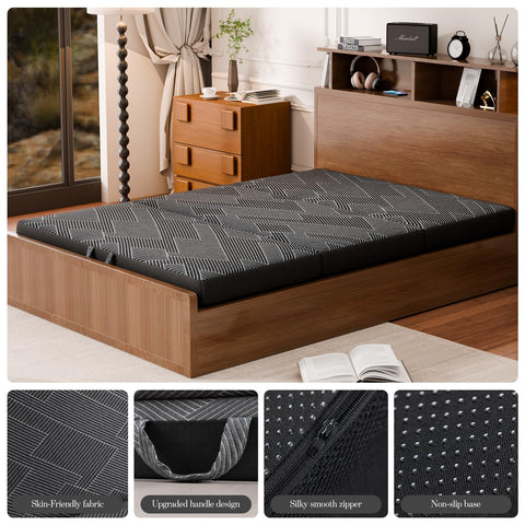 Vamcheer tri-folding mattress carrying handle for easy transport.