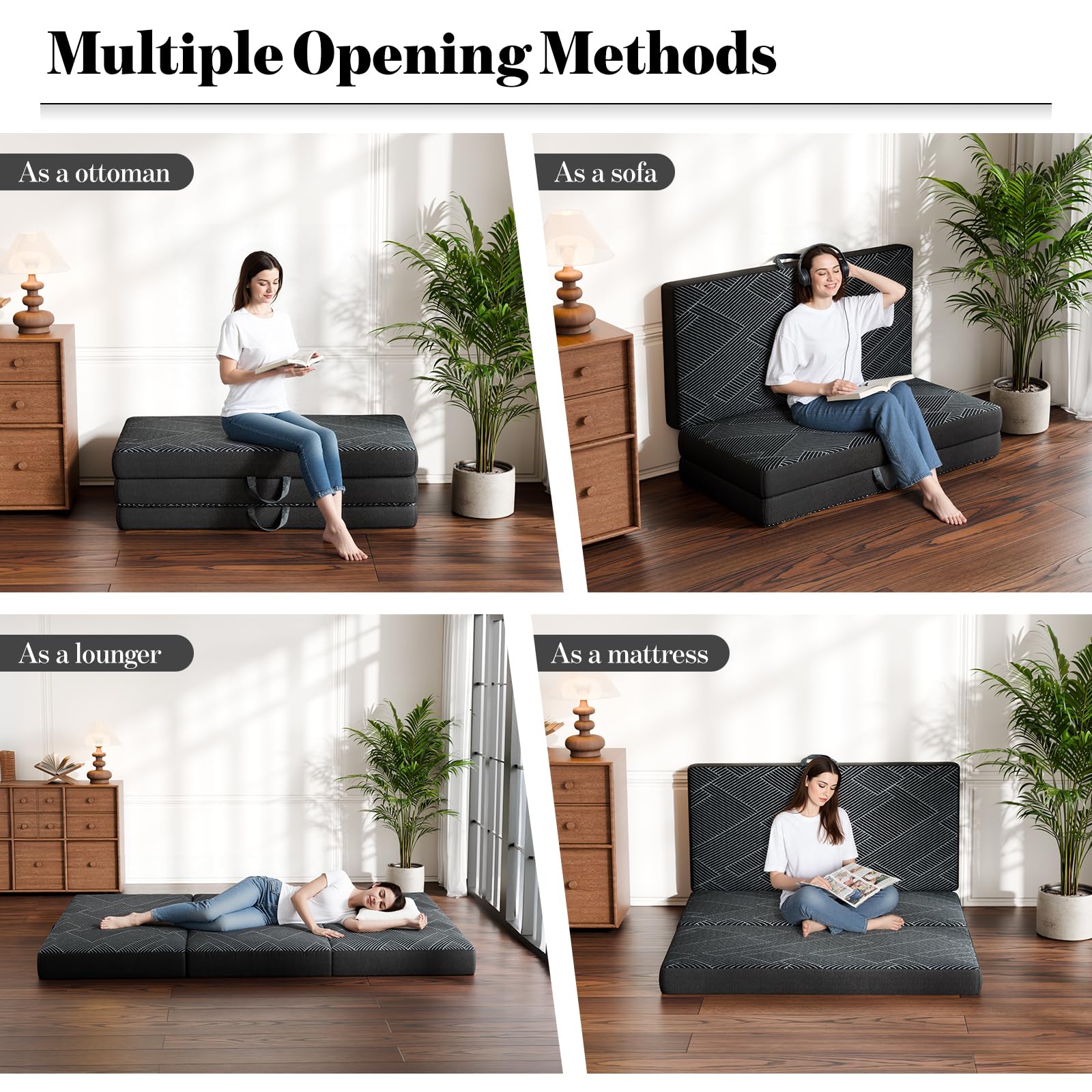 Vamcheer tri-folding mattress non-slip bottom ensures stable placement.