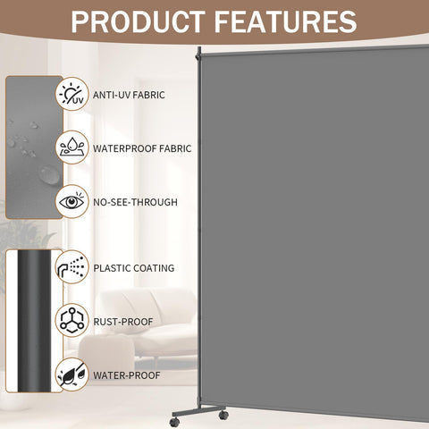 VAMFUTRE divider with caster wheels and brakes for easy repositioning.