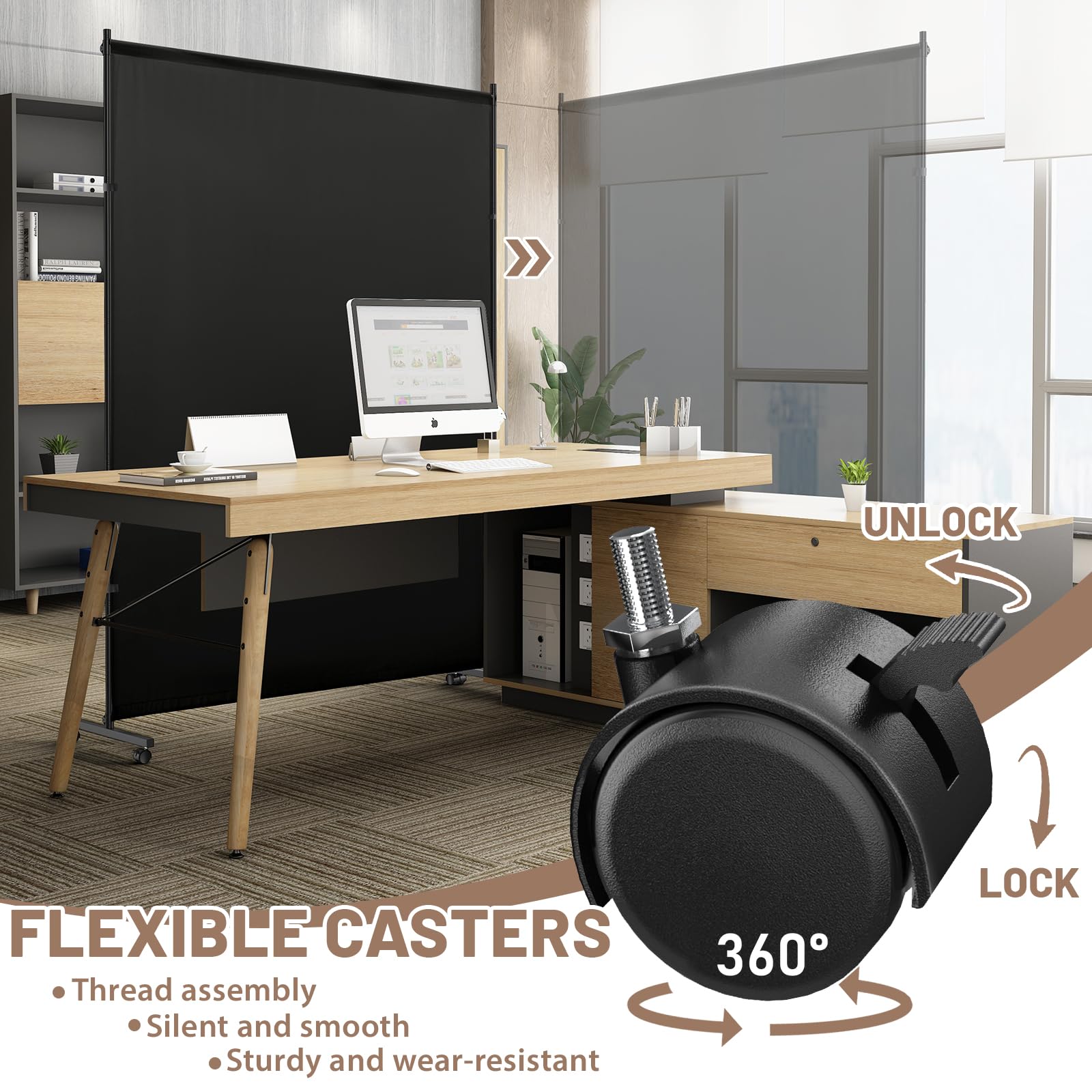 VAMFUTRE divider in office setup demonstrates quick, adaptable space zoning.