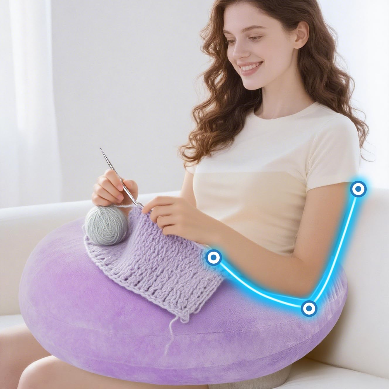 vamorry arm-support-pillow on bed for comfortable elbow rest during gaming.