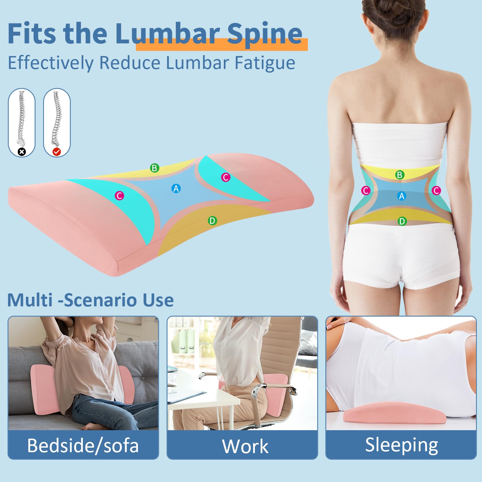 Vamorry back wedge bolster stabilizes posture for restful nights.