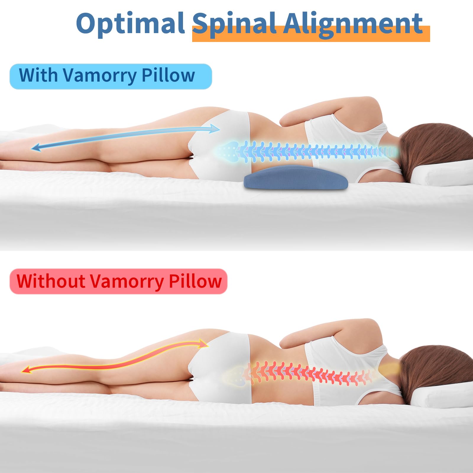 vamorry bed pillow for side sleepers supports hips and spine