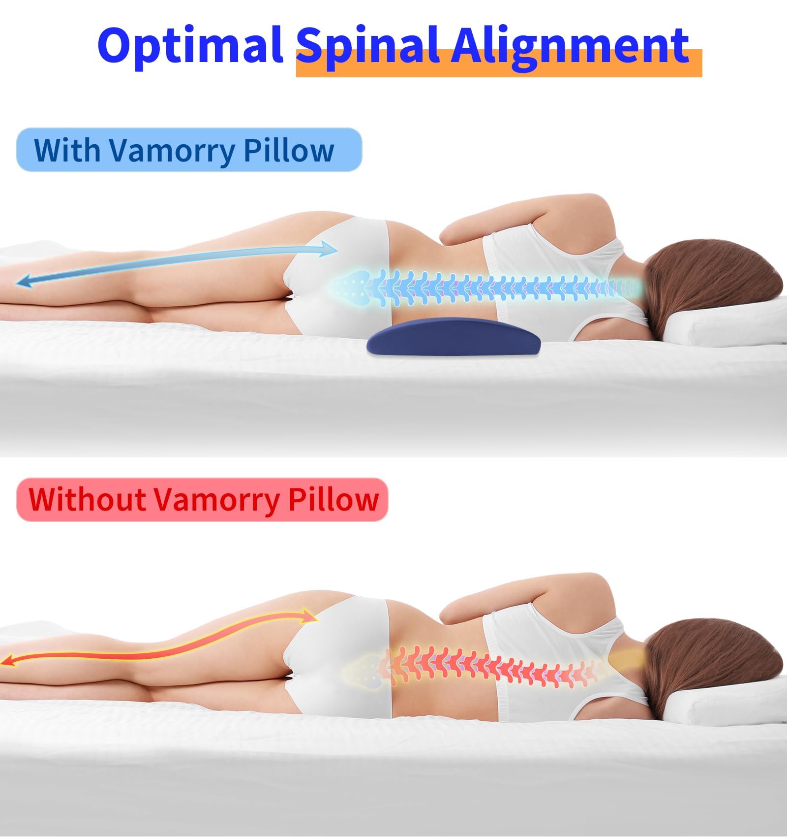 Vamorry multi position design suits side, back, and stomach sleepers