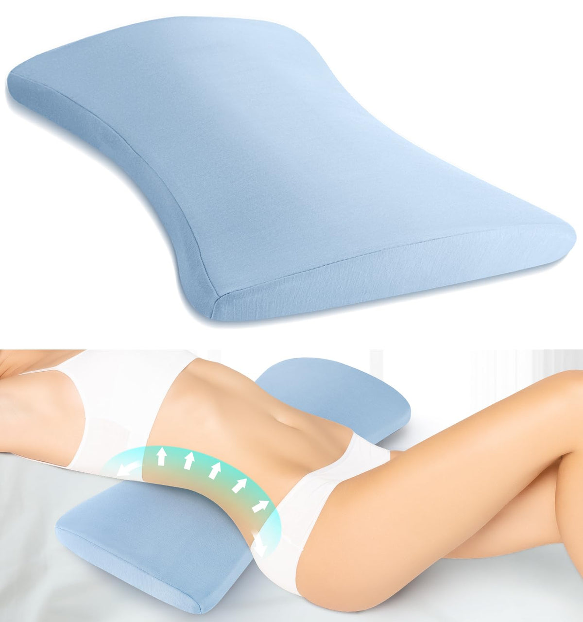 vamorry lumbar support bed pillow with memory foam for proper spinal alignment during sleep