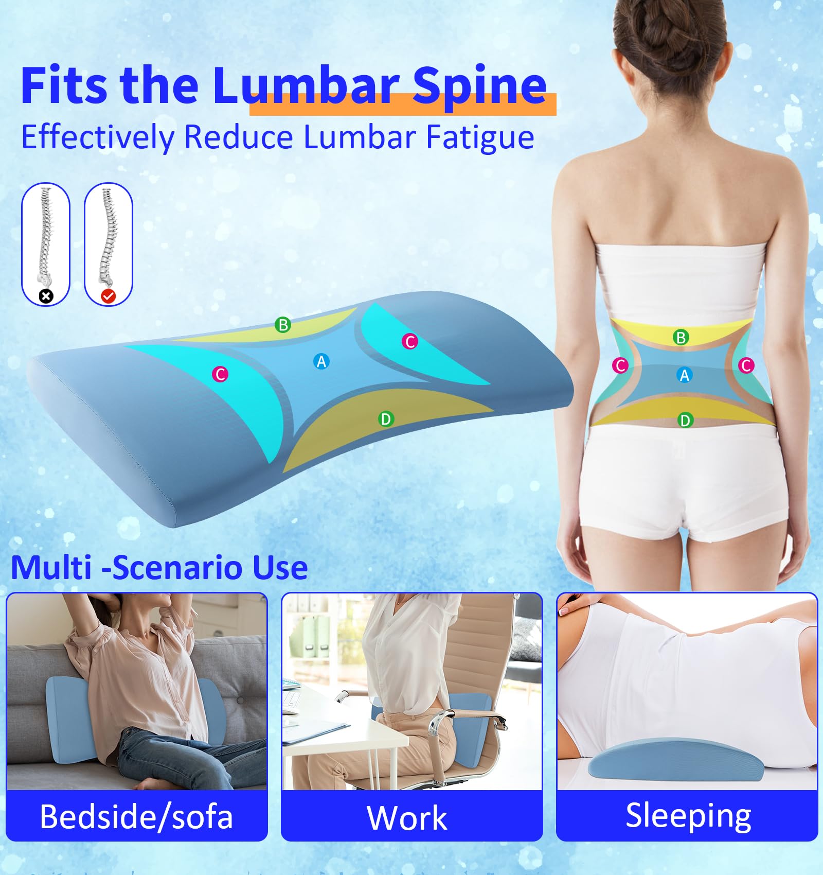 vamorry lumbar support pillow under knees and legs elevation for targeted relief.