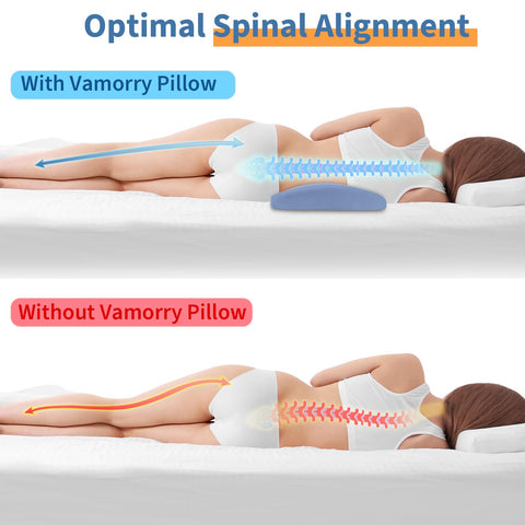 vamorry Lumbar Support Pillow memory foam core contours spine for lasting support.