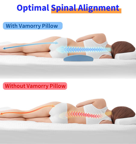 vamorry lumbar support pillow premium memory foam maintains shape for lasting comfort.