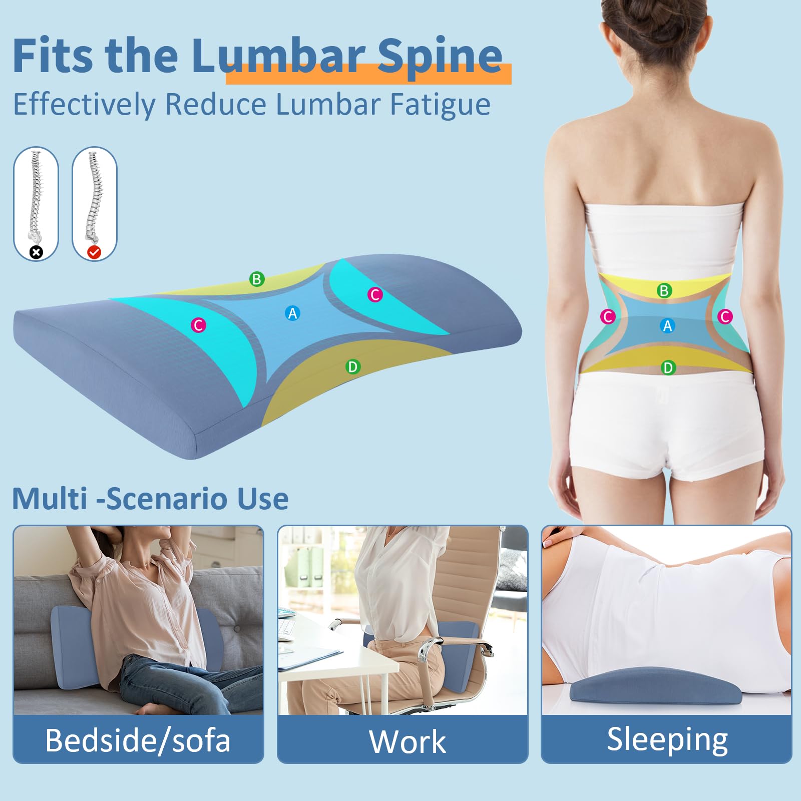 vamorry memory foam back pillow preserves shape for long-term comfort