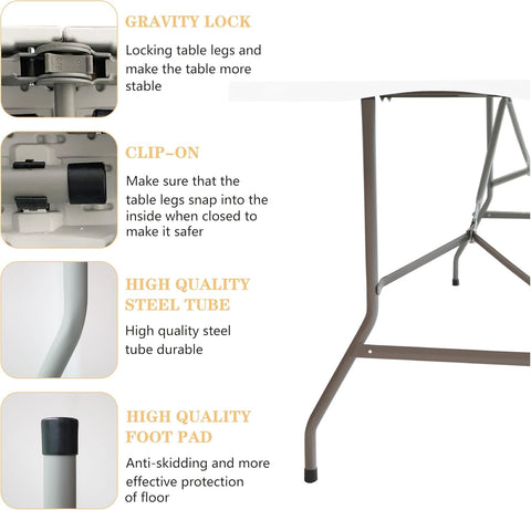 Vampire Killer 6ft folding table with clear dimensions for planning seating.