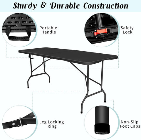 Vampire Killer folding table built-in handle for effortless transport.