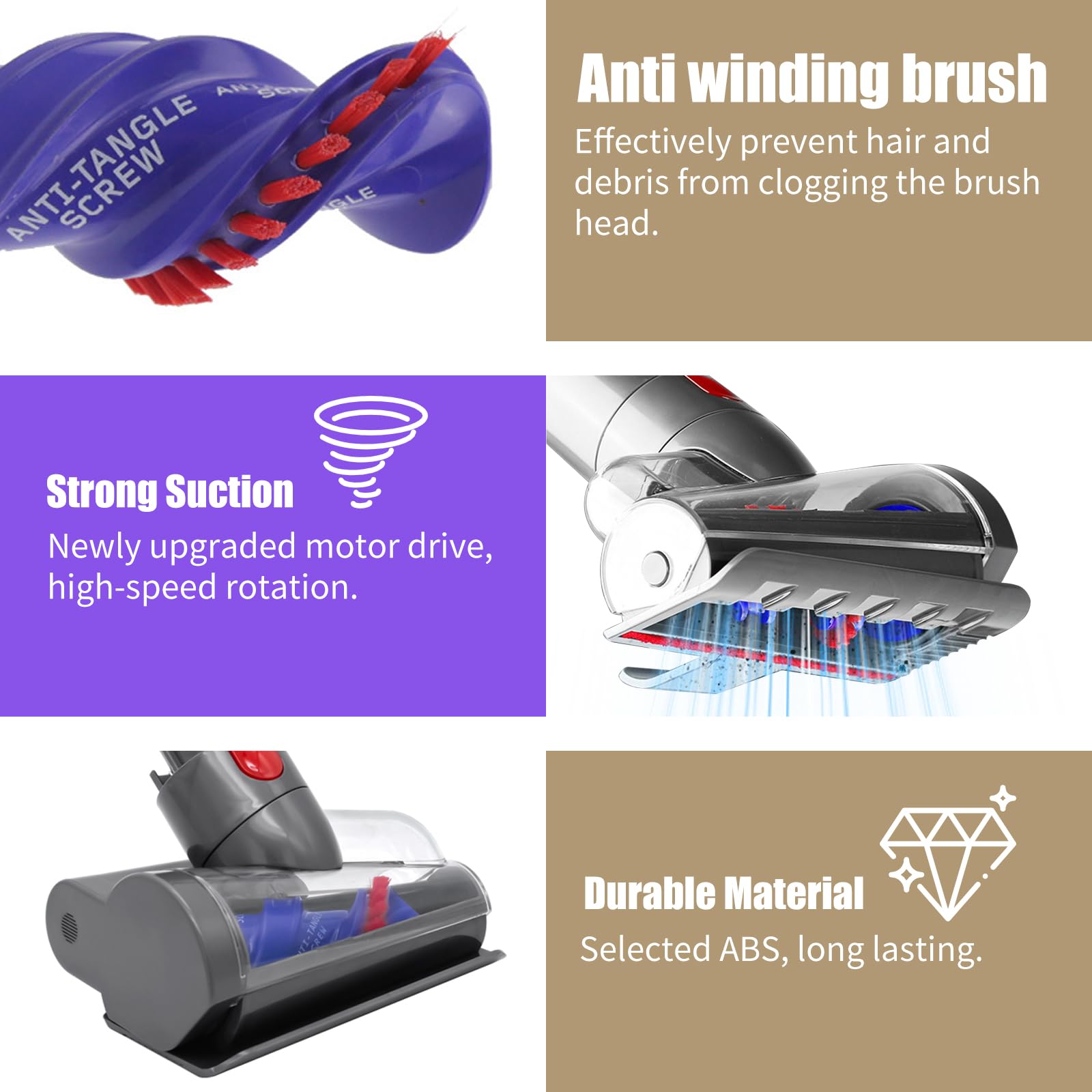 Vanclearidea anti-tangle brush head prevents hair wrapping