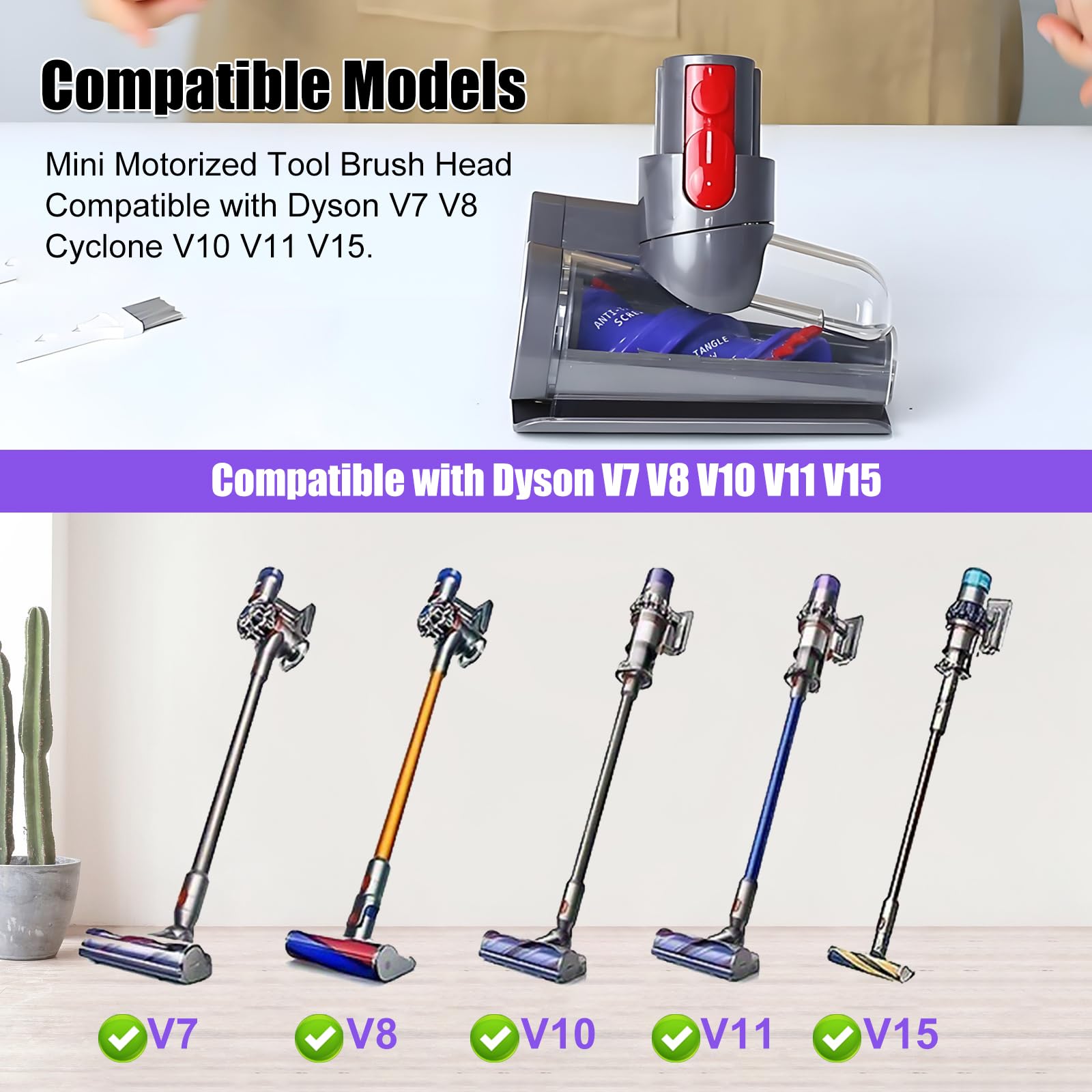 Vanclearidea attachment removes bed lint and pet hair with anti-tangle design