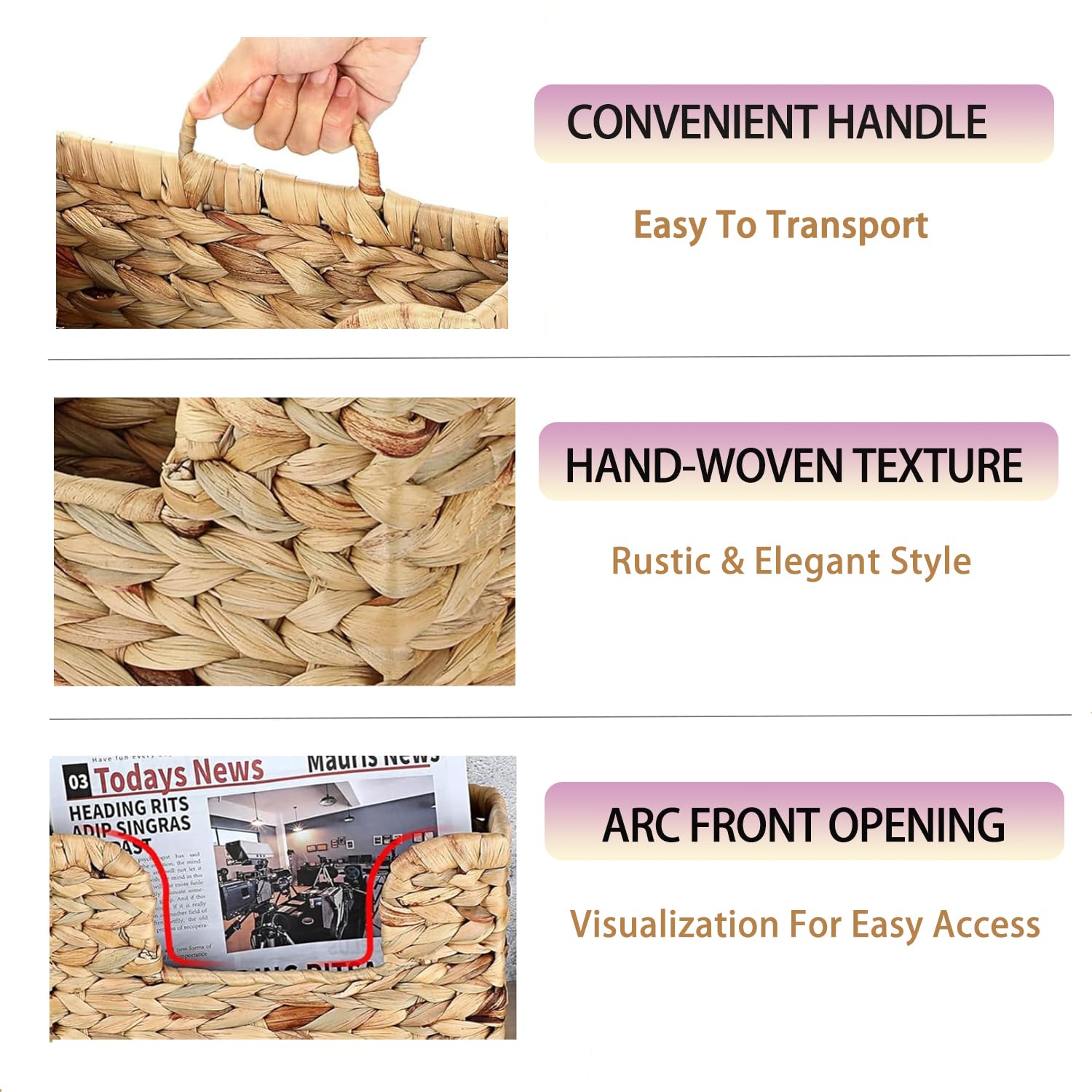 VANEME portable handle for moving the basket between rooms.