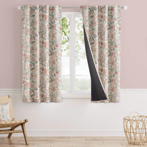 Vangao pink nursery curtains with floral pattern block out light for naps.
