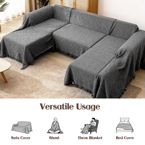 VANITURE machine-washable couch cover shown for easy care.