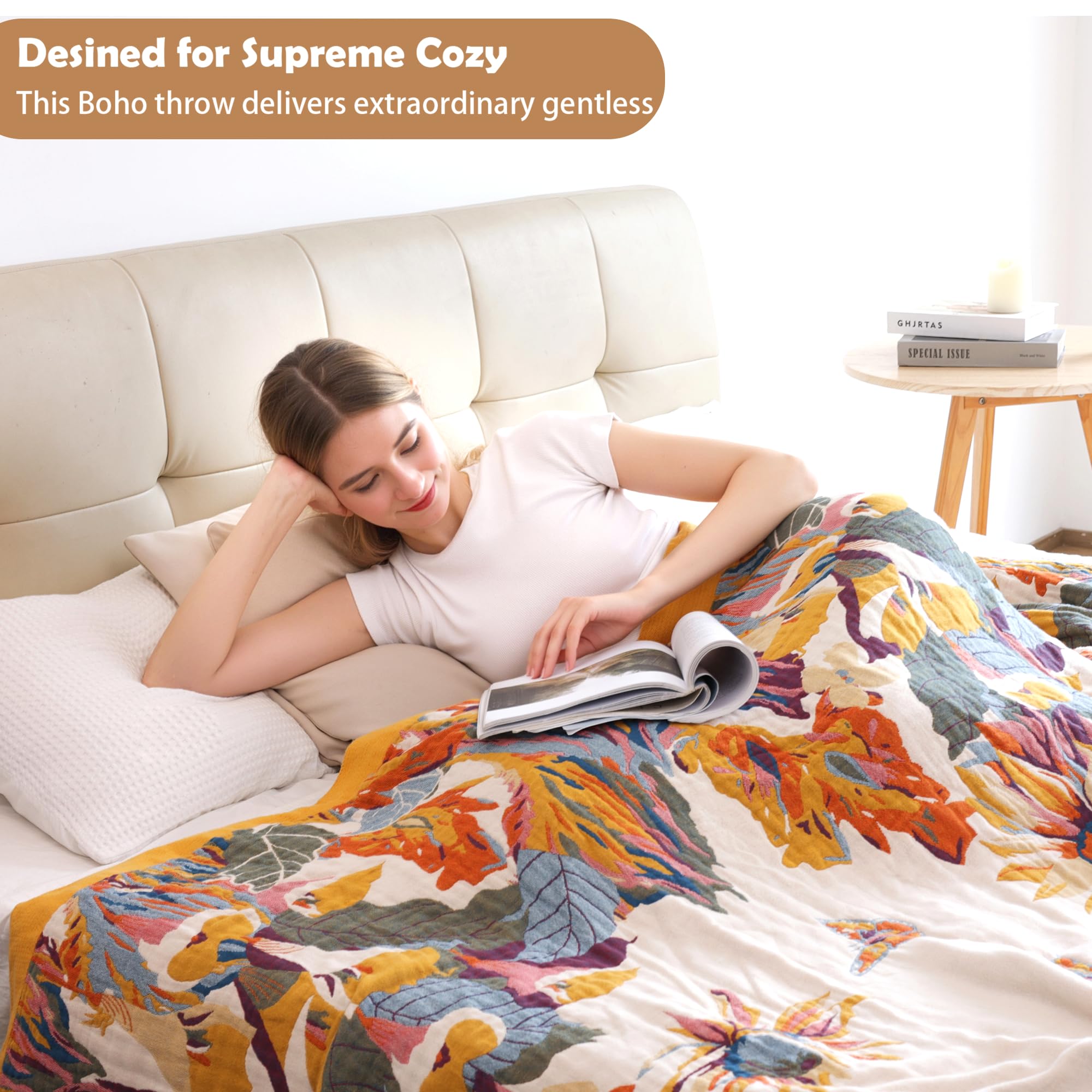 Care instructions for VANJOROY Boho Throw Blanket