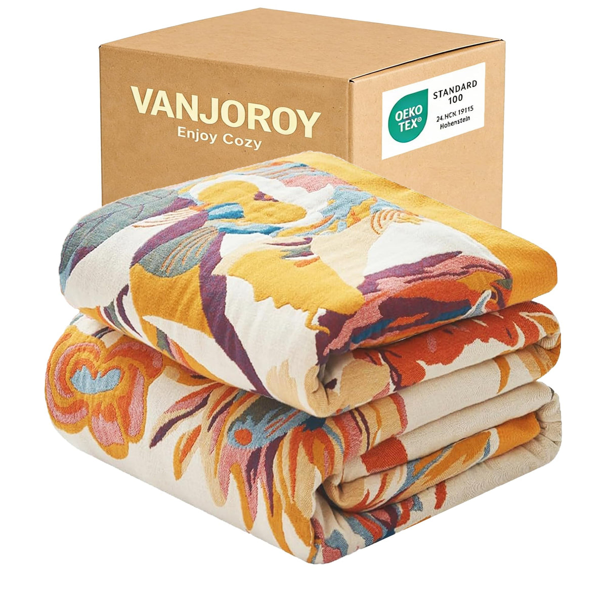 Vanjoroy Boho Throw Blanket close up showing soft texture for cozy nights