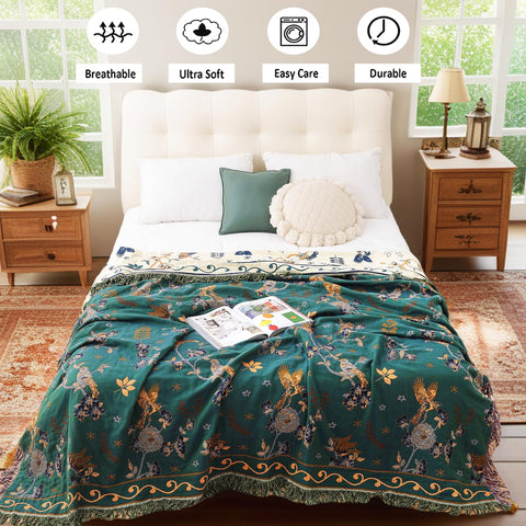 VANJOROY throw draped on bed or sofa, showcasing versatile styling.