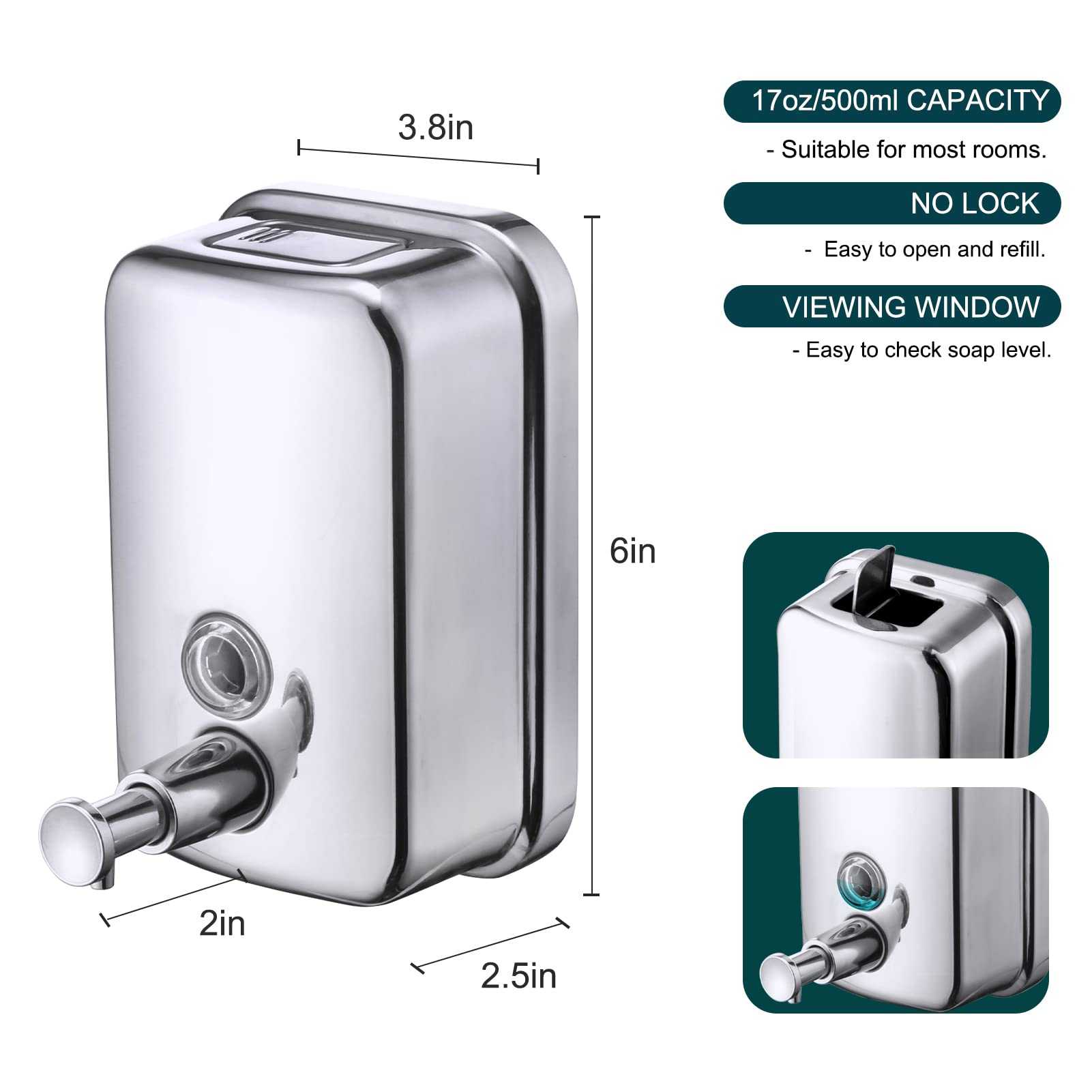 VANNSOO 500ml and 1000ml capacity options fit different spaces.