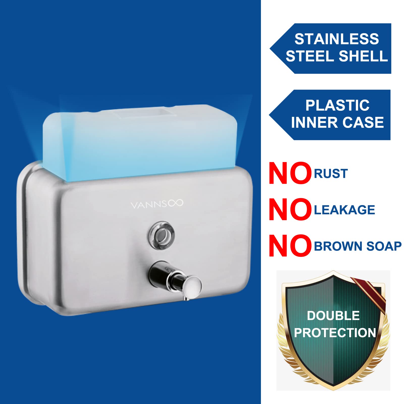VANNSOO wall-mount dispenser side view highlighting compact profile.