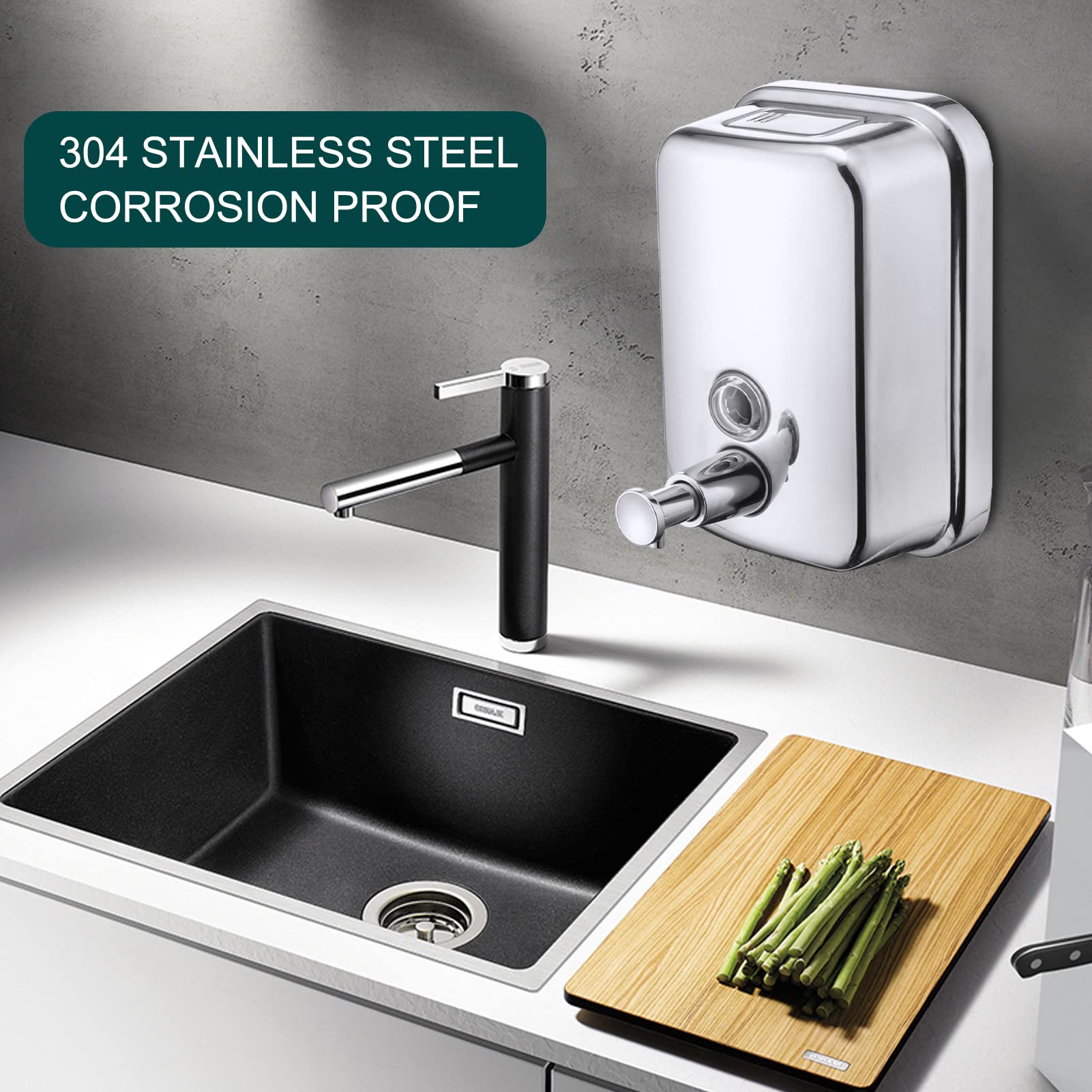 VANNSOO viewing window shows soap level for easy refills.
